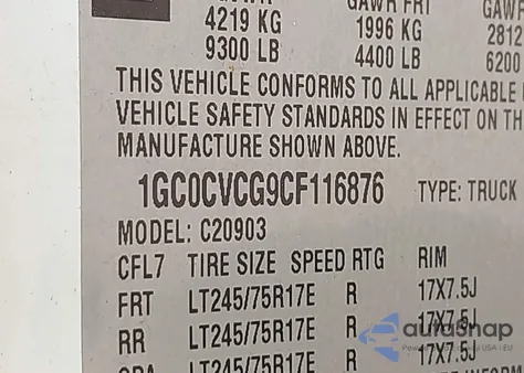 2012 Chevrolet Silverado 2500Hd Work Truck z USA, uszkodzony, nr VIN 1GC0CVCG9CF116876